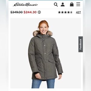 Eddie Bauer Petite XS Women’s Superior Down Stadium Parka - Heather Gray